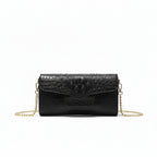 Croc-Embossed Vegan Leather Crossbody Clutch – Small Shoulder Bag