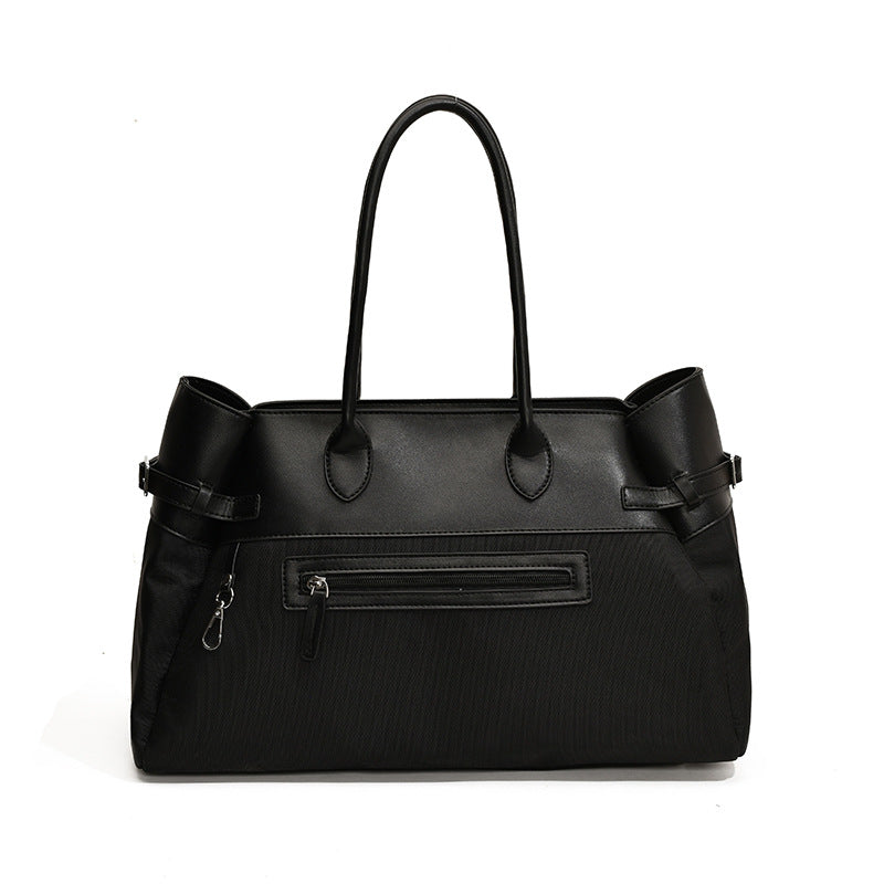 STRUCTURED BI-MATERIAL SHOULDER BAG
