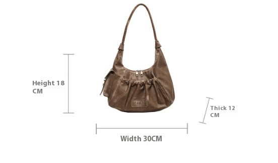 Atelier Sacrum Retro-Style Vegan Leather Shoulder Bag in Brown, Black, and Khaki