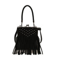 Retro Rivet Tassel Shoulder Messenger Bag in Vegan PU Leather