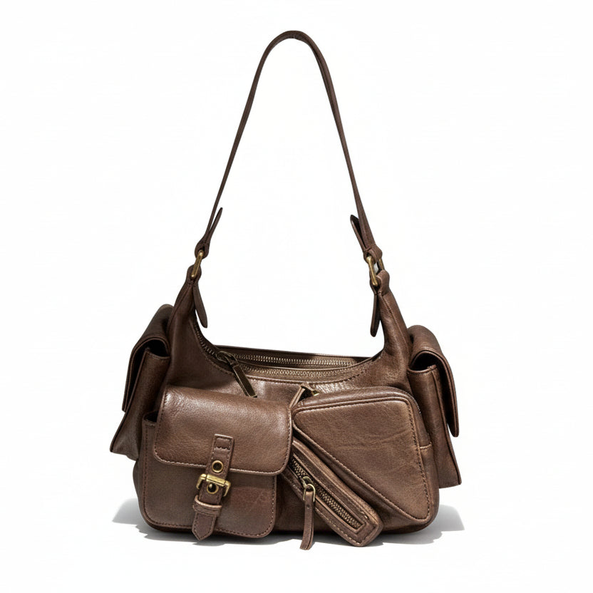Atelier Sacrum New Retro Biker Style Vegan Leather Shoulder Underarm Bag