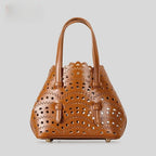 Atelier Sacrum Elegant Hollow Carved Vegan Leather Tote and Shoulder Messenger Bag