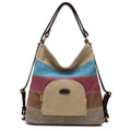 Atelier Sacrum Canvas Messenger Bag in Khaki and Blue Contrast Stitching