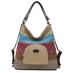 Atelier Sacrum Canvas Messenger Bag in Khaki and Blue Contrast Stitching