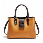 Large Vegan Leather Crossbody Bag – Buckle Shoulder Handbag